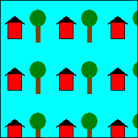 ilustrasi memperlihatkan gambar dasar yang diulang secara horizontal dan vertikal dalam persegi panjang besar