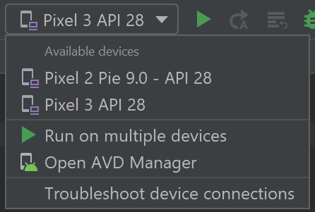 Menu Perangkat Target Android Studio