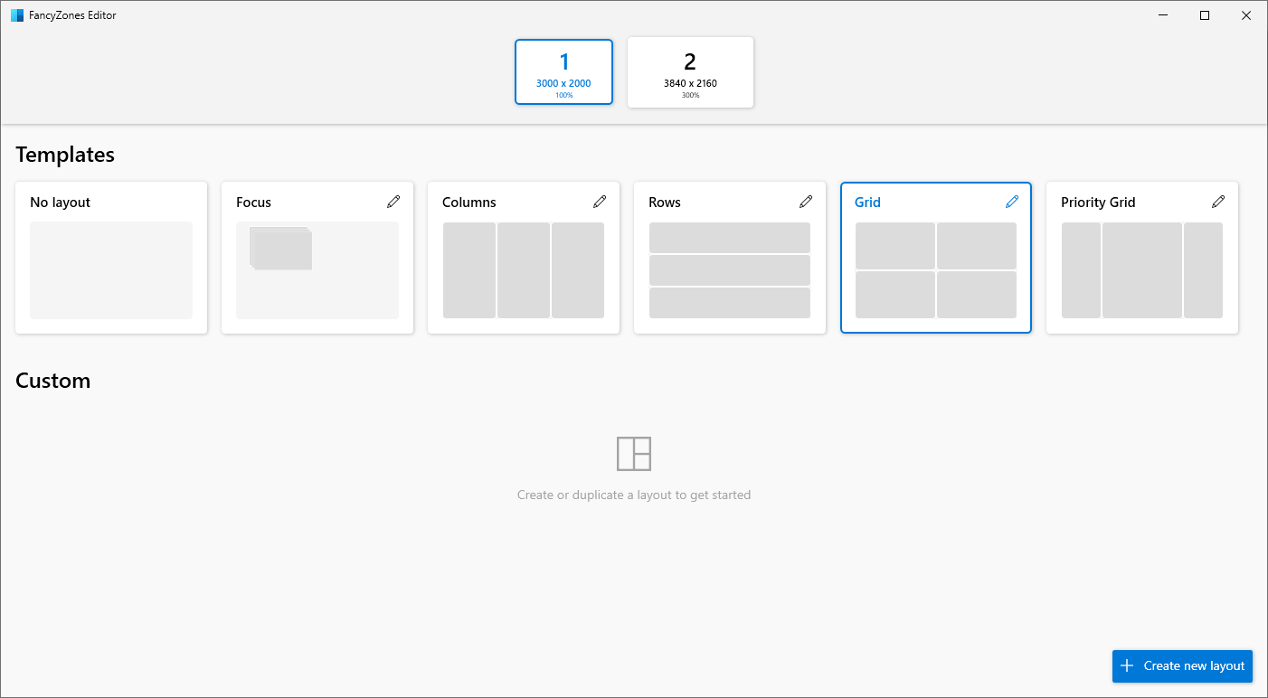 FancyZones Pemilih Beberapa Monitor