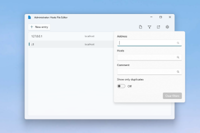 Cuplikan layar Editor File Host