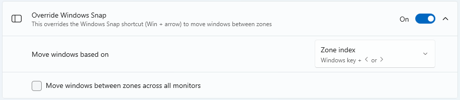 Pengaturan untuk Snapping ke Multiple Zones melalui Keyboard