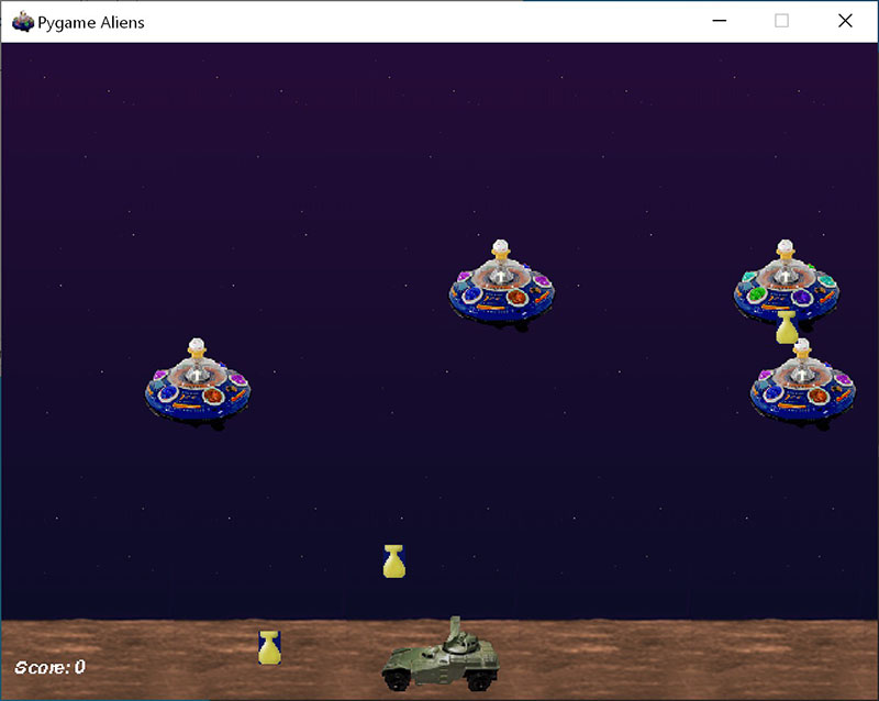 Pygame menjalankan permainan sampel