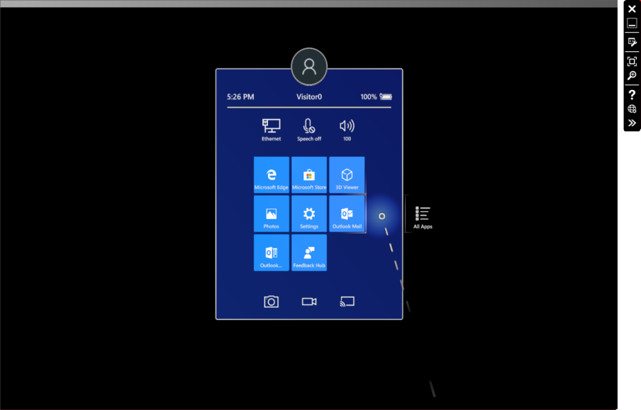 Jendela utama Emulator HoloLens 2