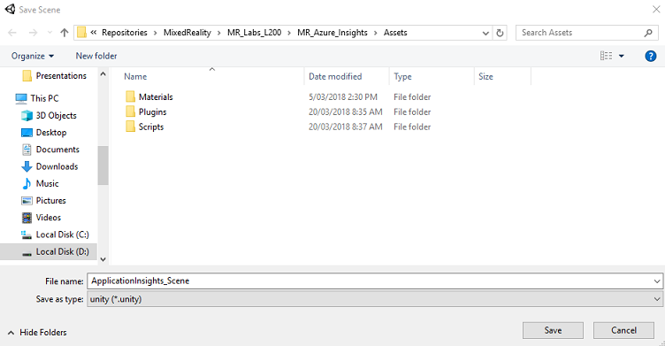 Cuplikan layar jendela Simpan Adegan dengan nama file yang dimasukkan.