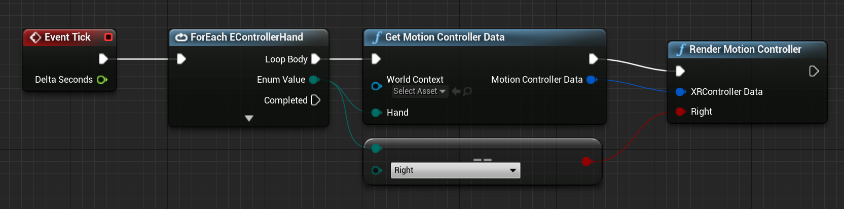 Cetak biru fungsi data get motion controller yang terhubung ke fungsi pengontrol gerakan render