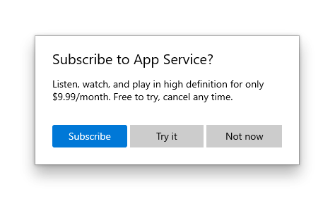Dialog tiga tombol dengan tombol default