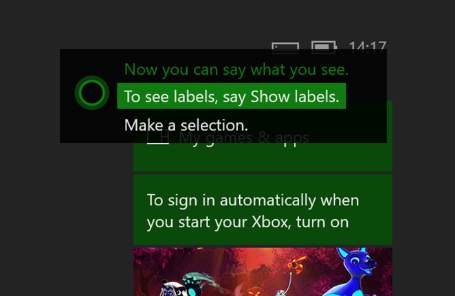 Cuplikan layar dengan opsi Untuk melihat label katakanlah Perlihatkan label disorot.