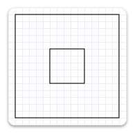 Ilustrasi persegi panjang yang lebih kecil di dalam persegi panjang yang lebih besar dengan goresan yang sama