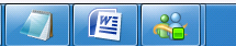 Cuplikan layar tombol taskbar Windows Messenger dengan overlay untuk menunjukkan status Tersedia