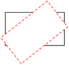 ilustrasi persegi panjang asli dan persegi panjang yang diputar (target render yang diubah)