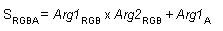 persamaan operasi tambahkan warna modulat alfa (s(rgba) = arg1(rgb) x arg2(rgb) + arg1(a))