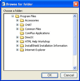 cuplikan layar kotak dialog telusuri folder