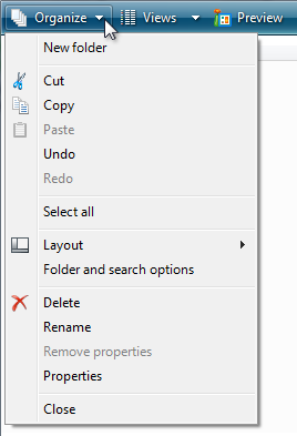 cuplikan layar item menu dengan dan tanpa ikon 
