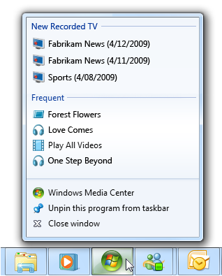 cuplikan layar daftar lompat dengan nama grup 'baru' 