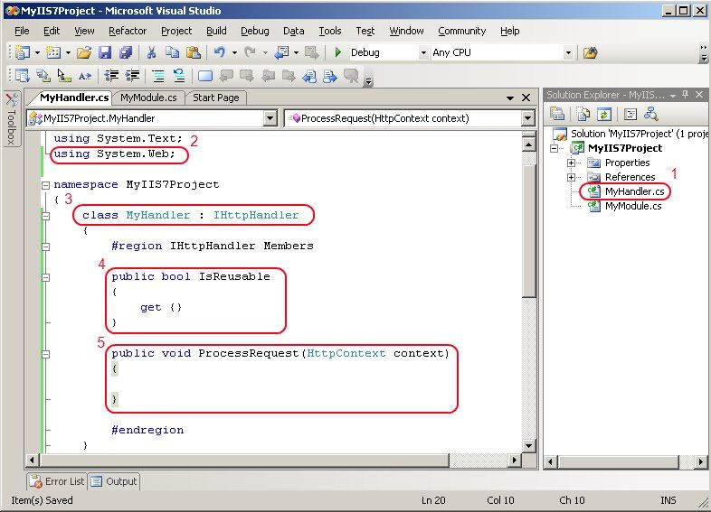 Implement the IHttpHandler interface in Visual Studio Implement the IHttpHandler interface in Visual Studio