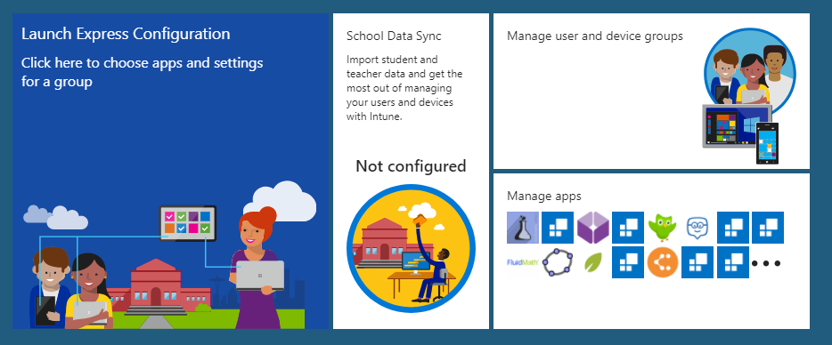 A screenshot of the landing page once logged in to Intune for Education.