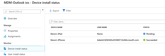 First screenshot of device install status