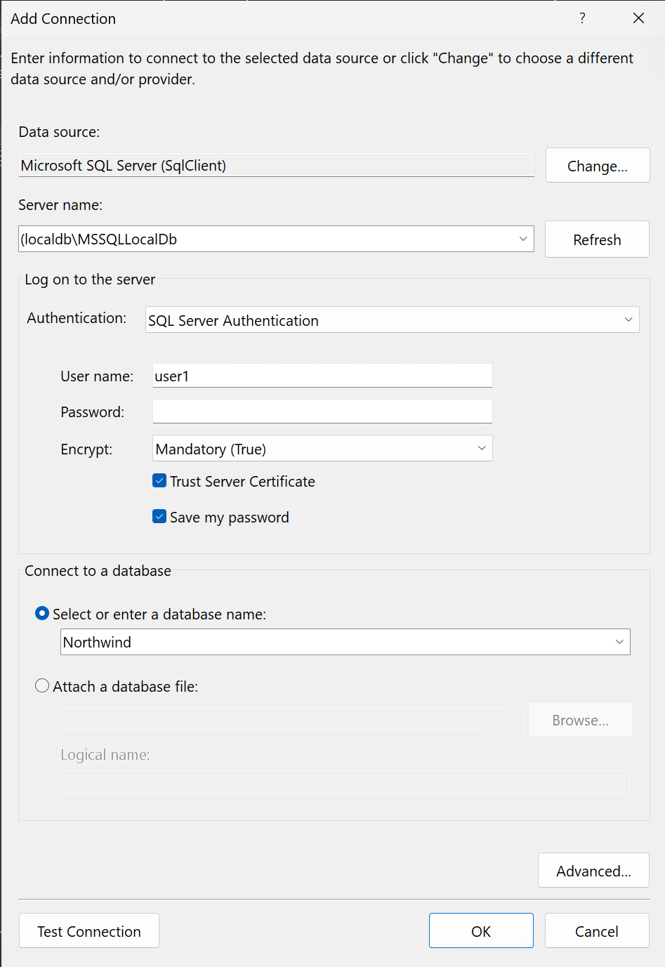 Screenshot of Add New Connection dialog box.