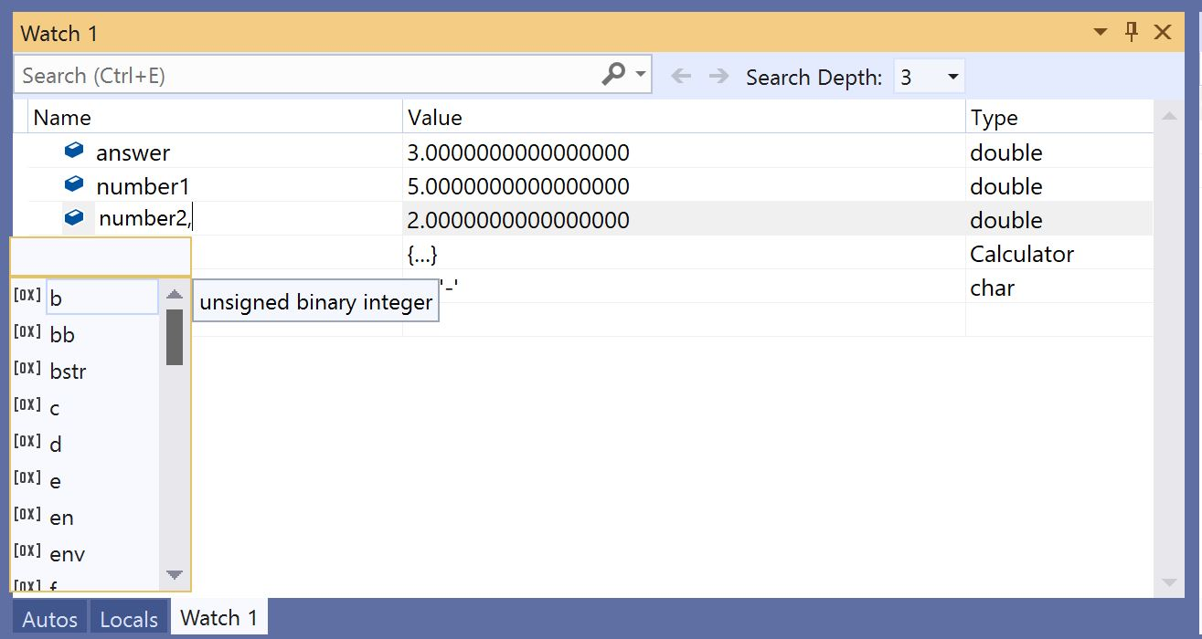 FormatSpecCpp WatchFormatSpecDropdown