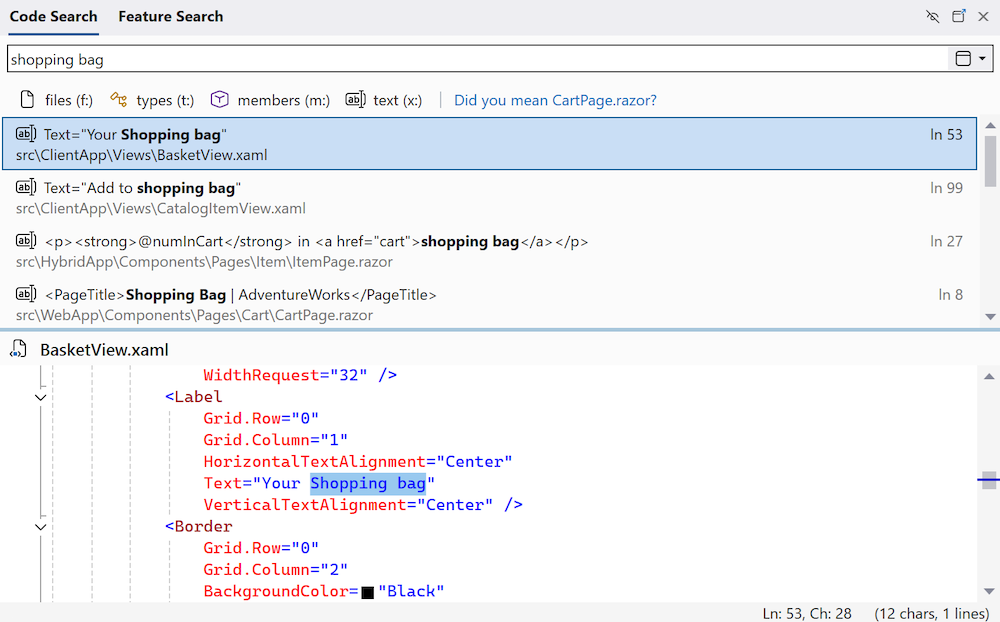 Screenshot of the Did You Mean feature showing an alternative suggestion when the top result doesn't match your intent.