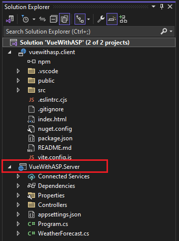 Screenshot showing Open project properties. 
