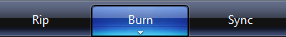 screen shot of menu bar with rip, burn, and sync