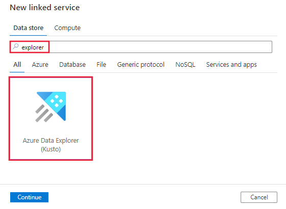 Screenshot of the Azure Data Explorer (Kusto) connector.