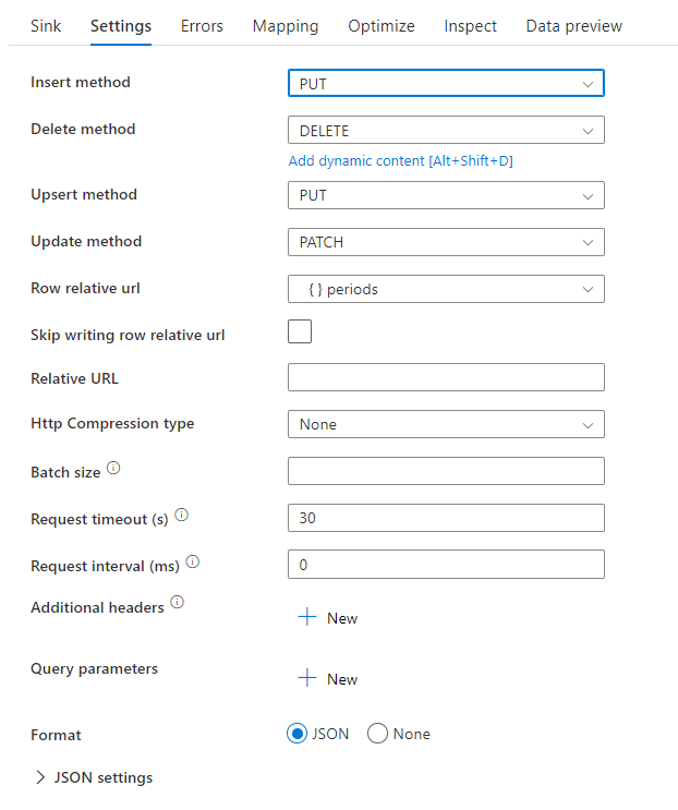 Data flow REST sink