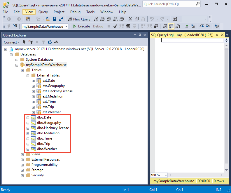 View loaded tables