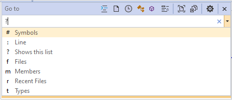 Go to all Screenshot of the Go to all dialog.