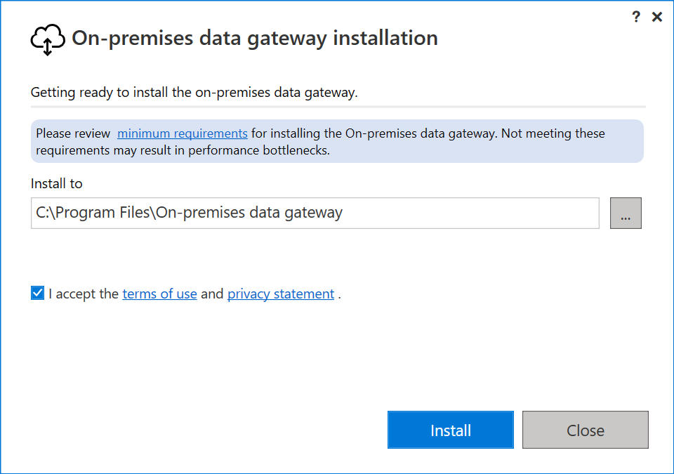 Screenshot of the installation dialog demonstrating installation to the default installation path.