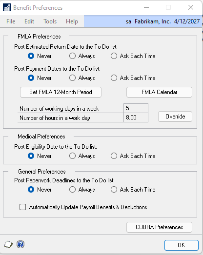 The Benefit Preferences