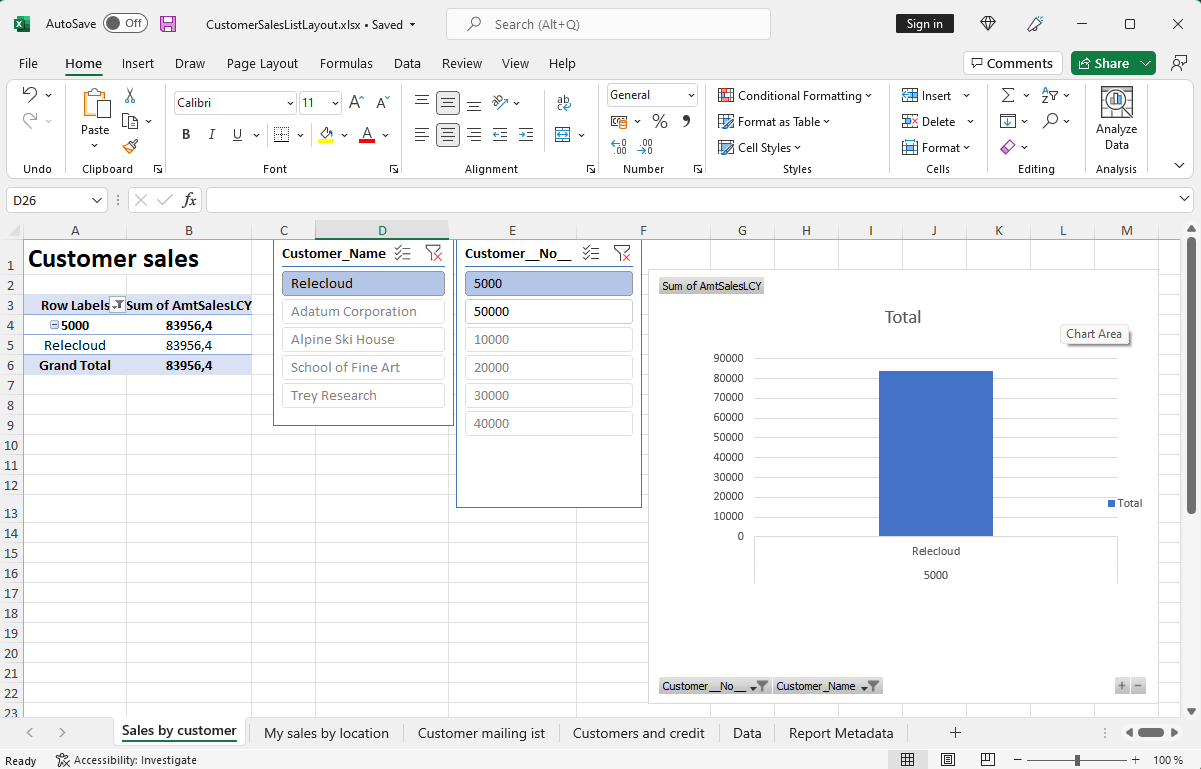 Sýnir dæmi um Excel-útlit.