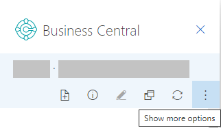 Aðgerðastika innbótar Business Central í Outlook.