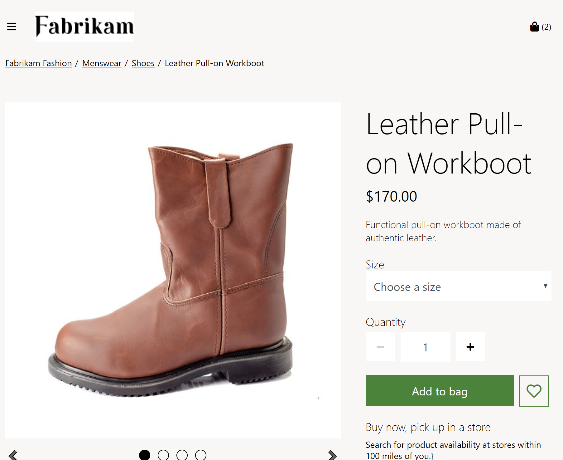 Skjáskot af breadcrumb einingu.