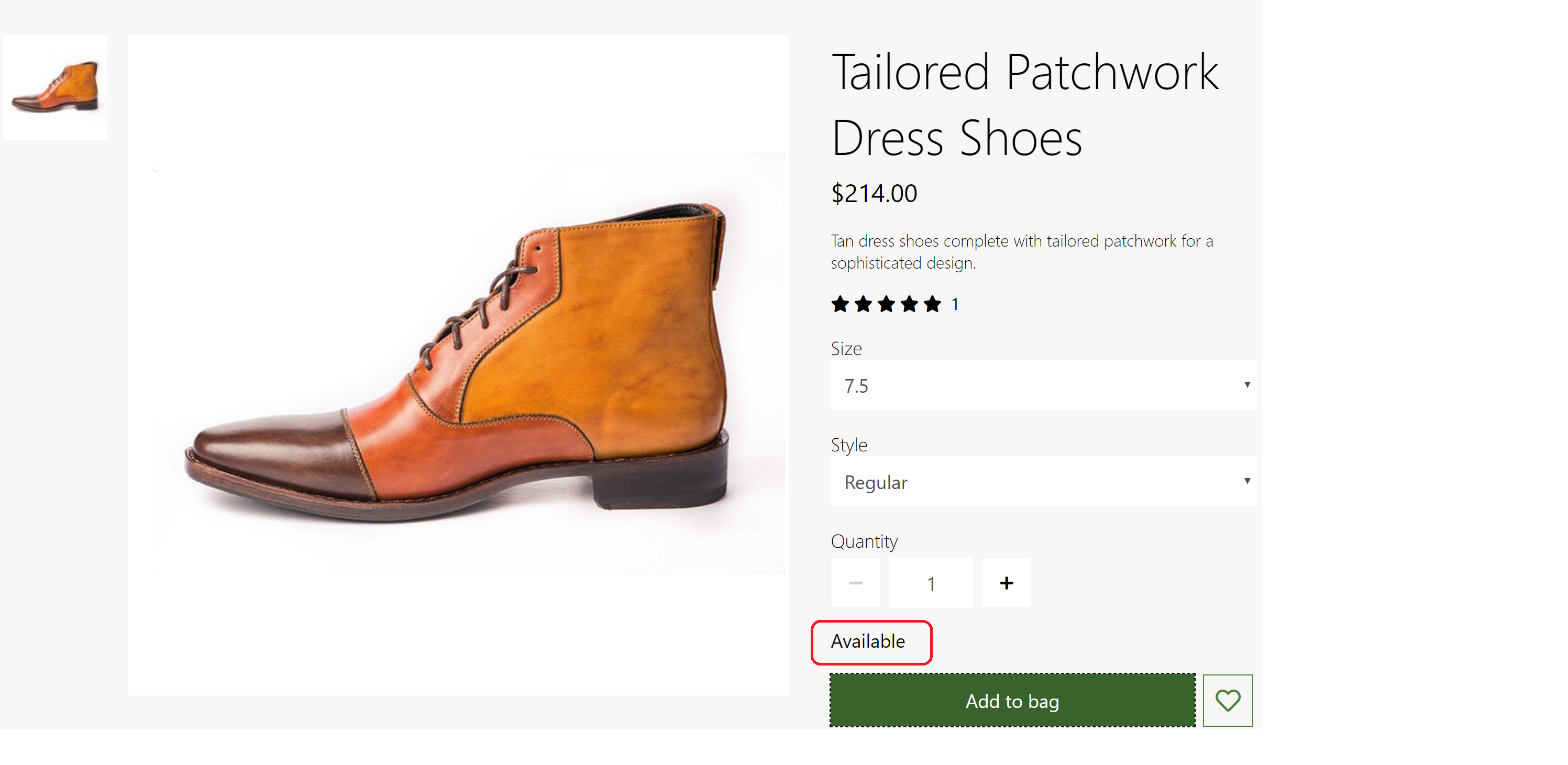 Skjáskot af PDP einingu sem hefur skilaboð um að það sé á lager.