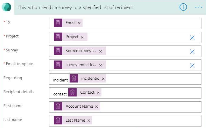 Send a survey action Send a survey action.