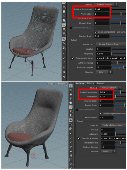 Particle Separation and Voxel Scale sliders Particle Separation and Voxel Scale sliders.