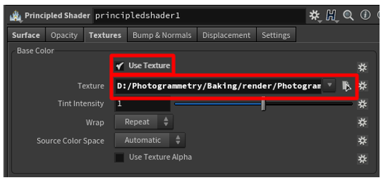 Use Texture check box and selected texture Use Texture check box and selected texture.