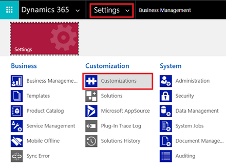 Customization option on the site map.