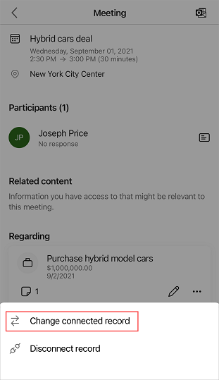 Select change connected record option Select change connected record option.