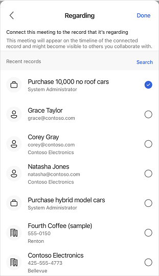 Select and save a record to connect Select and save a record to connect.