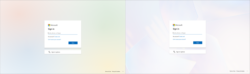 Screenshot of the current background on the left and the new image on the right.