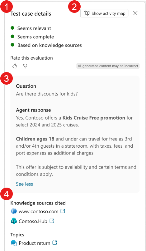 Screenshot showing the detailed result and evaluation of a test case.