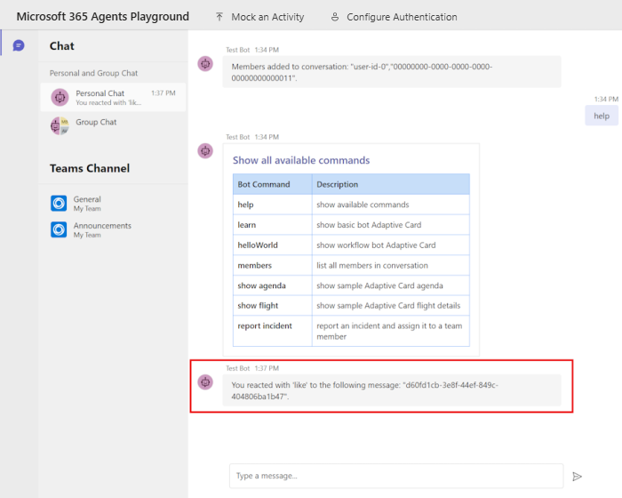 Screenshot shows the response of custom mock activity.