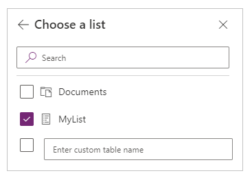 Under Choose a list, select the check box for one or more lists that you want to use, and then select Connect.