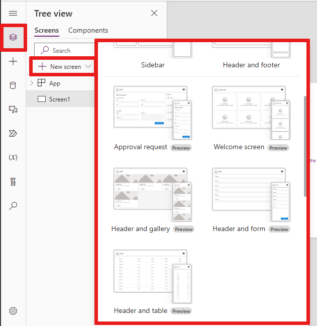 Screen layouts.