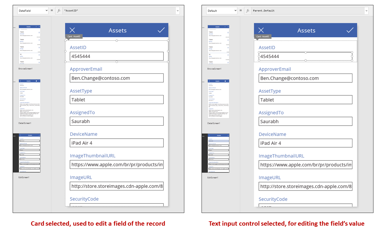 Edit card and card controls selected in the authoring experience.