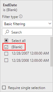 Screenshot that shows Basic filtering for Filters on this page.