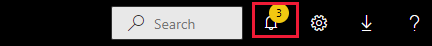Screenshot showing the Power BI menu bar. The Search box and a few icon buttons are visible. The notification icon is called out.